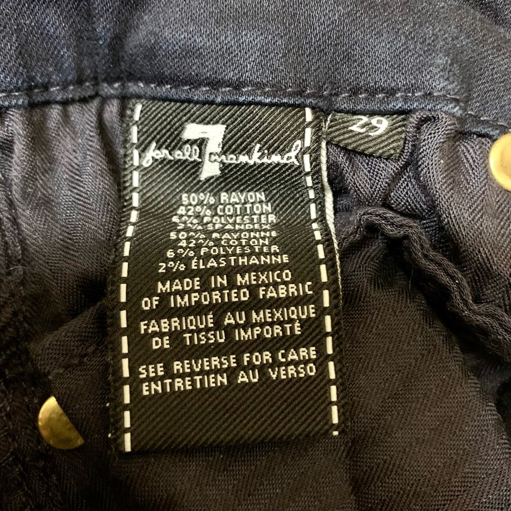 LN 7 FOR MANKIND MID RISE ANKLE SKINNY JEANS. DARK BLUE. - Picture 11 of 12